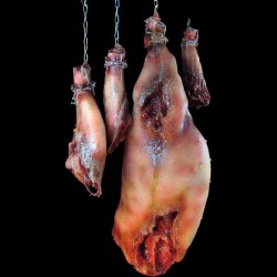 BUTCHERED PIG PARTS-HANGING WITH CHAIN-ROTTEN FINISH